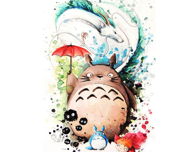 My neighbor Totoro and Spirited Away drawing by Louise Terrier
