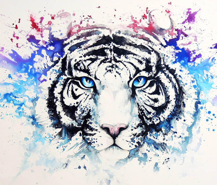 White Tiger painting by Louise Terrier