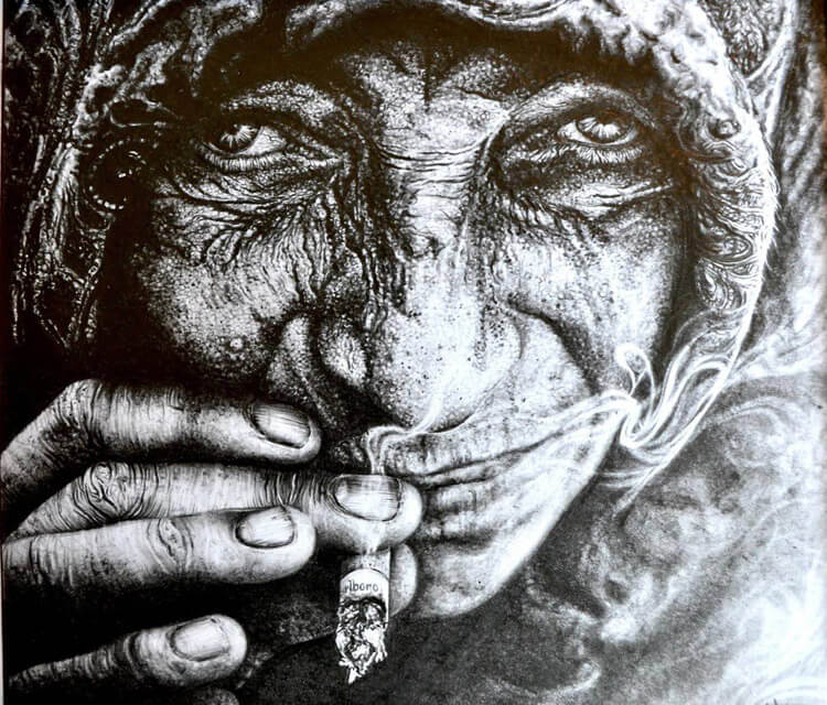 Old woman drawing by Lukas Lukero Art
