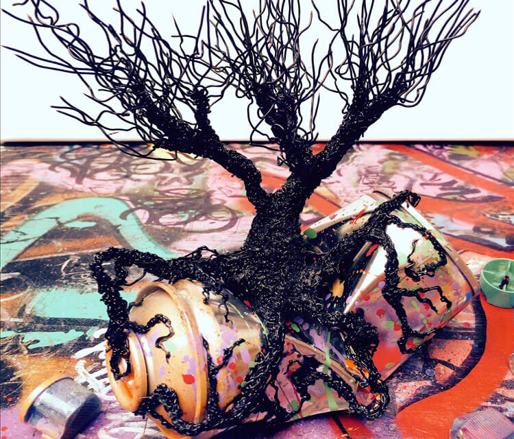 Spray tree sculptures by Lukas Lukero Art