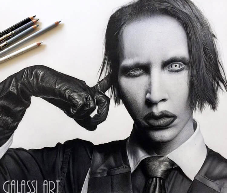 Marilyn Manson portrait pencil drawing by Miriam Galassi