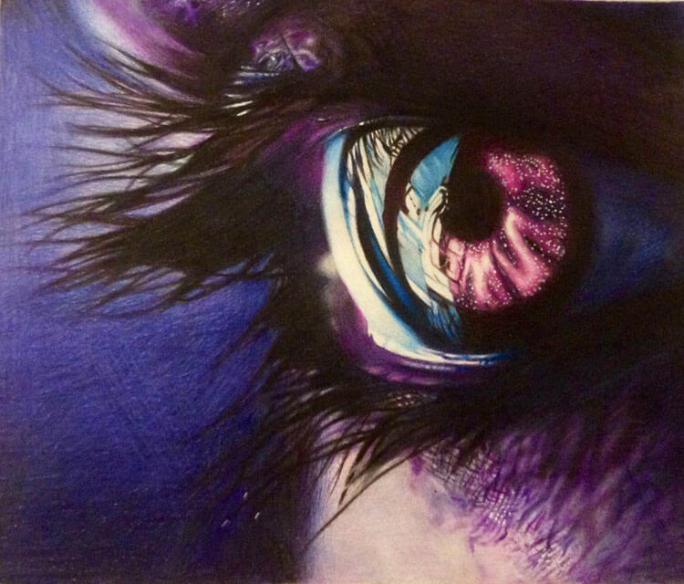 Purple eye Drawing by Miriam Galassi