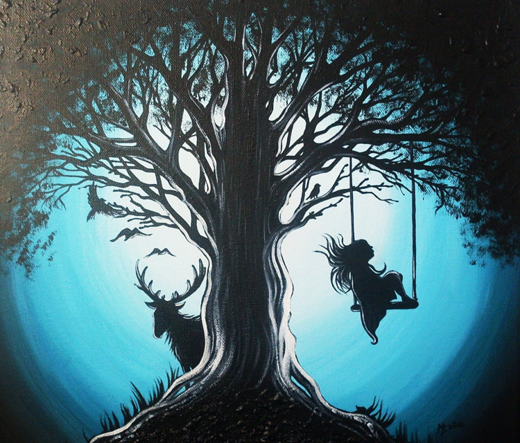 Silence in Woods acryl painting by Mirik Bodliak