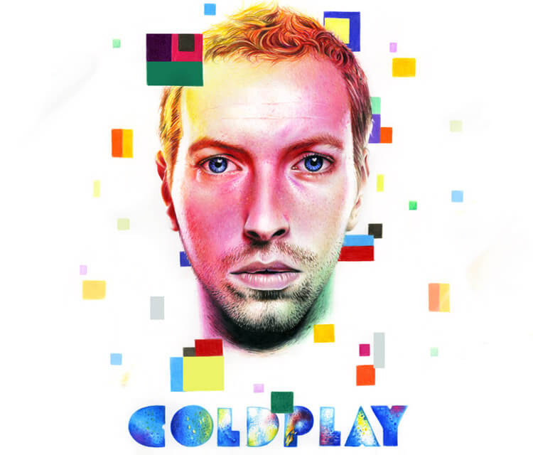 Coldplay, Chris Martin, drawing by Morgan Davidson