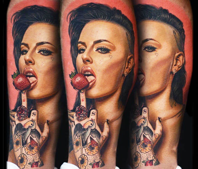 Christy Mack portrait tattoo by Nikko Hurtado