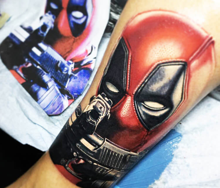Deadpool tattoo by Nikko Hurtado