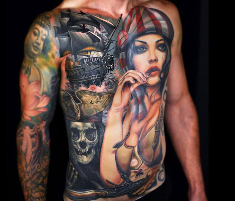 Front tattoo tattoo by Nikko Hurtado