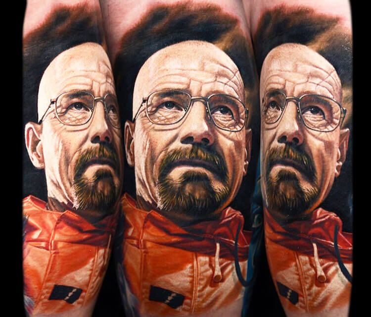Tattoo portrait Heisenberg from Braking Bead by Nikko Hurtado