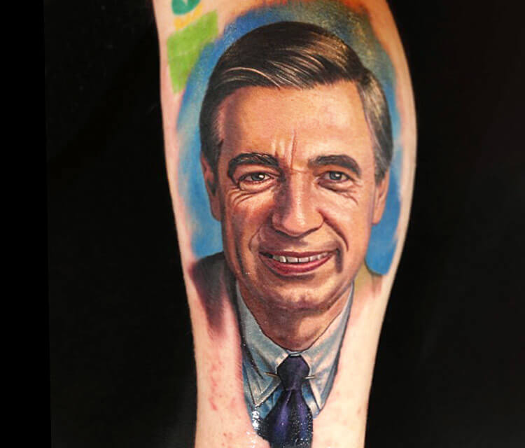 Mr. Rogers portrait tattoo by Nikko Hurtado