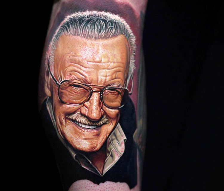Stan Lee tattoo by Nikko Hurtado - 3401. 