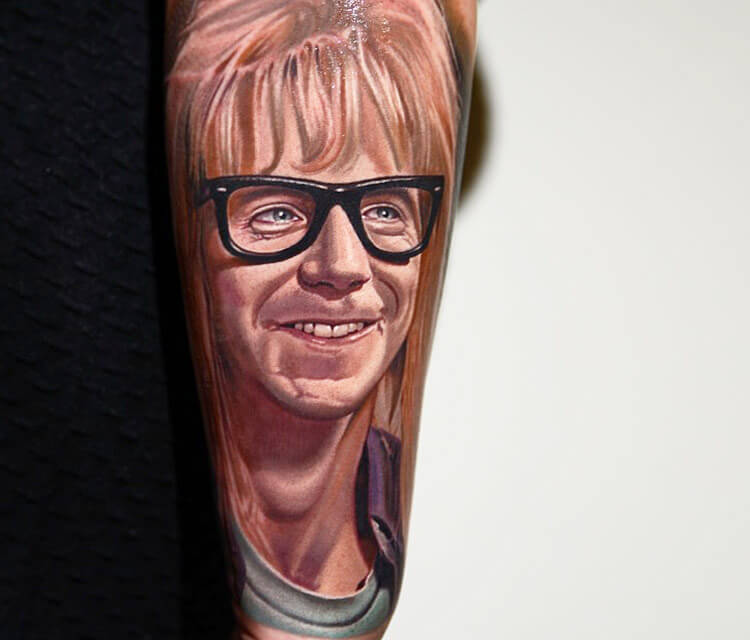 Tattoo of Garth from Waynes World by Nikko Hurtado