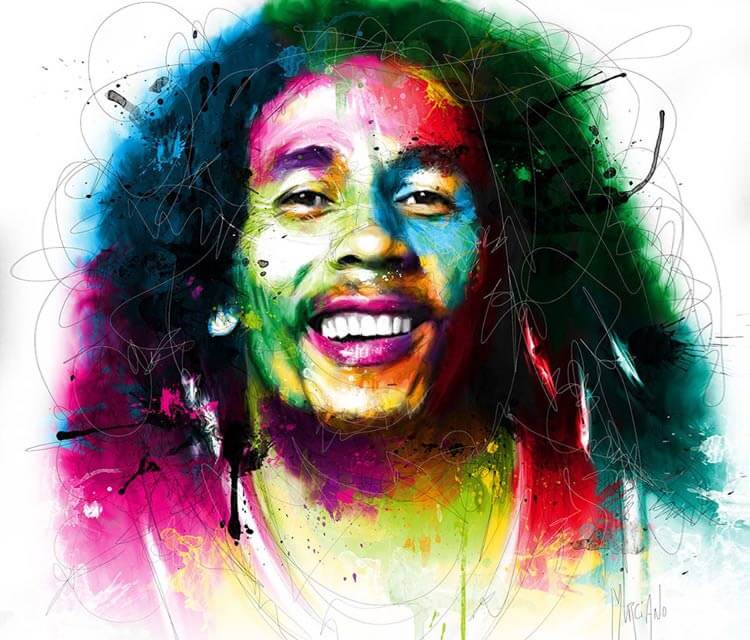 Portrait of Bob Marley, mixed media by Patrice Murciano