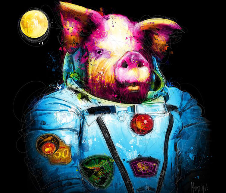 First Pig In Space mixedmedia by Patrice Murciano