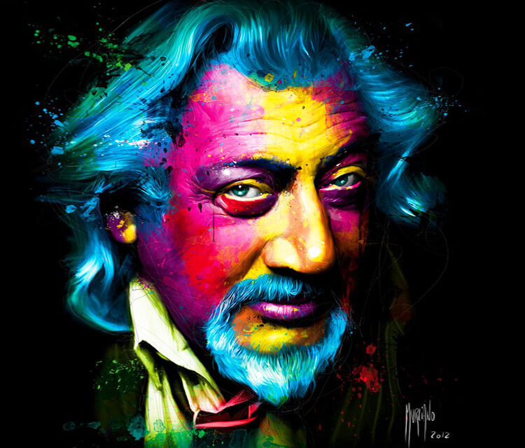 Color portrait, mixed media by Patrice Murciano