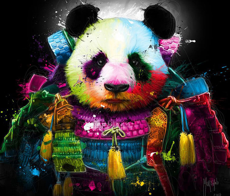 Panda Pop Samourai mixedmedia by Patrice Murciano