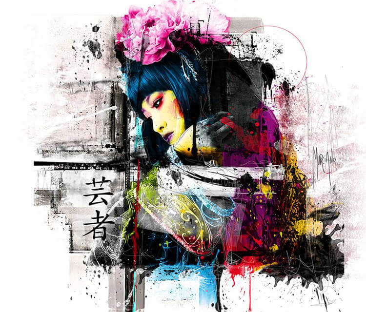 Abstract Tokyo White, mixed media by Patrice Murciano