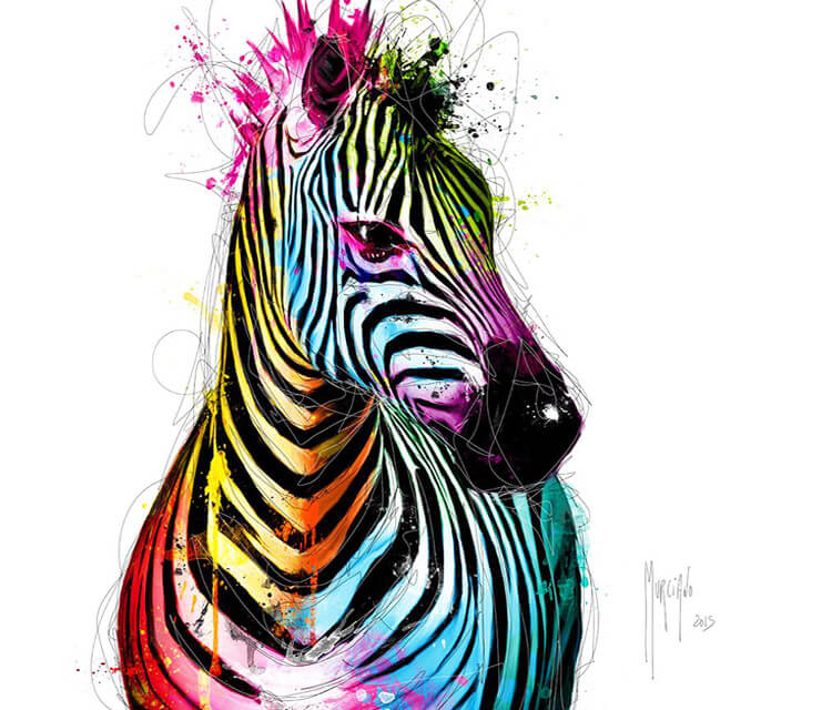 Zebra POP mixedmedia by Patrice Murciano