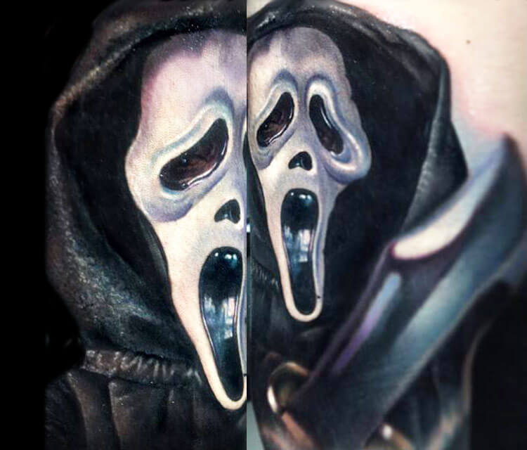 Tattoo Ghostface from Scream by artist Paul Acker