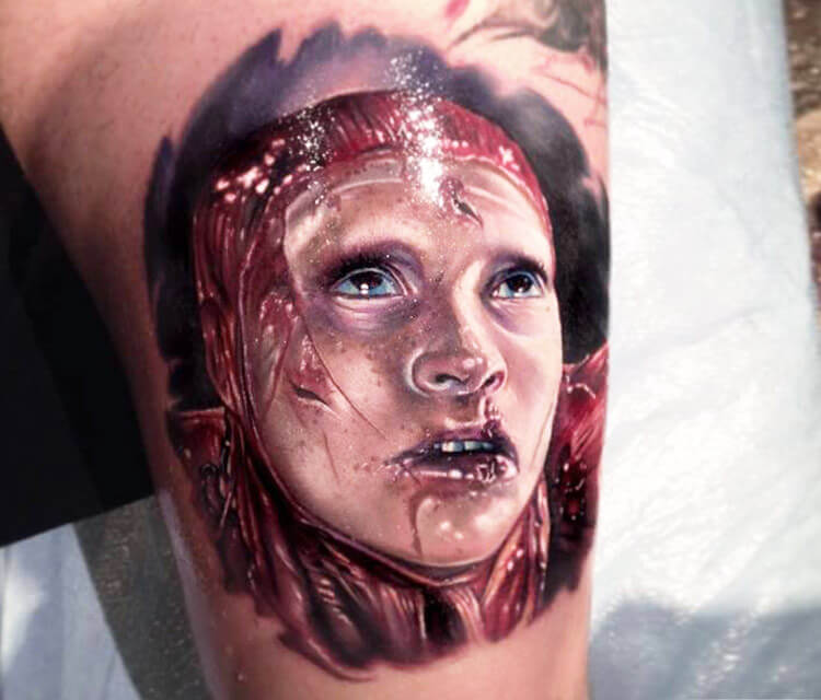 Horror portrait tattoo by Paul Acker