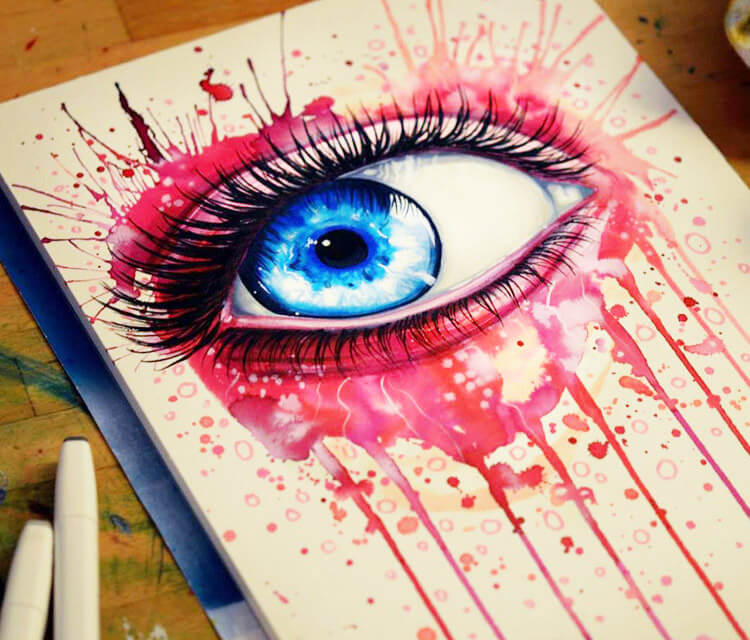 Pink and Blue eye color drawing by Pixie Cold