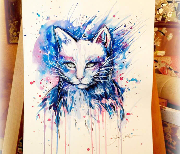 Spacecat painting by Pixie Cold