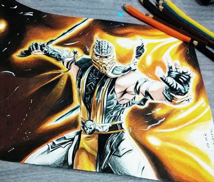 Scorpion from Mortal Kombat color drawing by Roberto Vieira