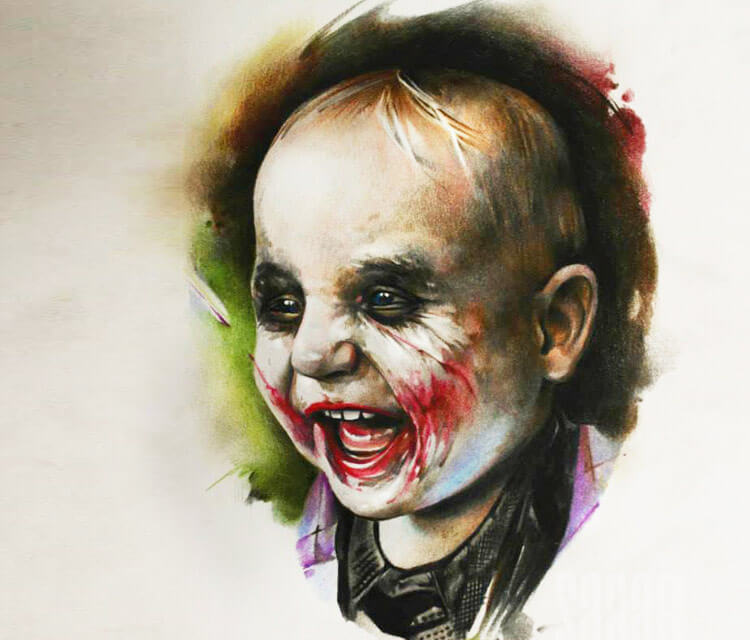 Baby Joker color drawing by Sergey Shanko