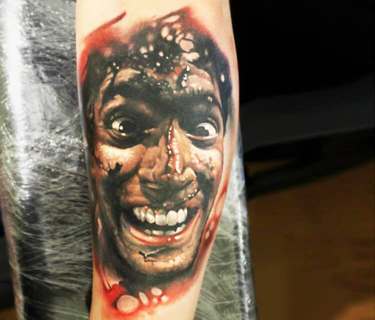 Horror funny face tattoo by Sergey Shanko