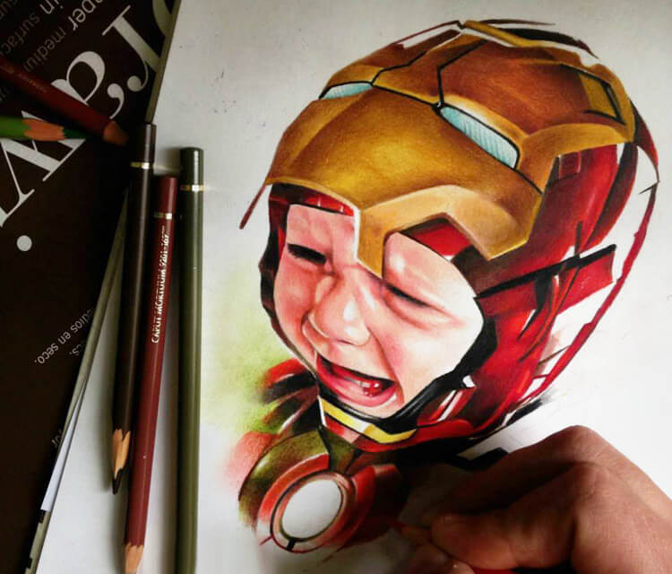 Iron Baby color drawing by Sergey Shanko