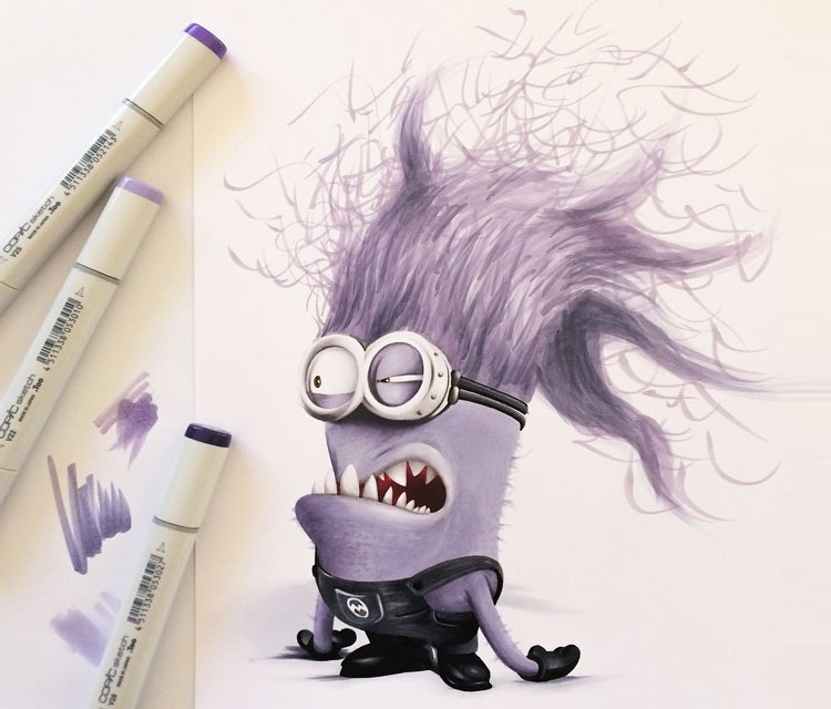 Crazy minion drawing by Stephen Ward