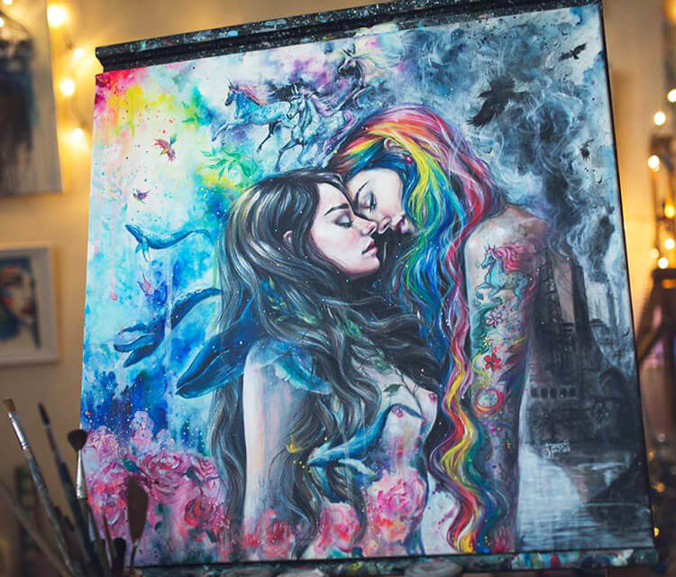 Colorful me acryl painting by Tanya Shatseva