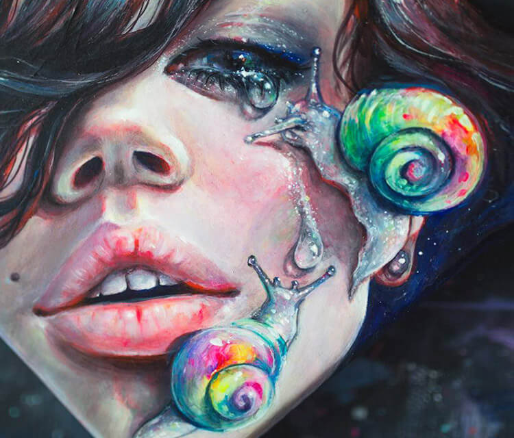 Thirsty snails, painting by Tanya Shatseva