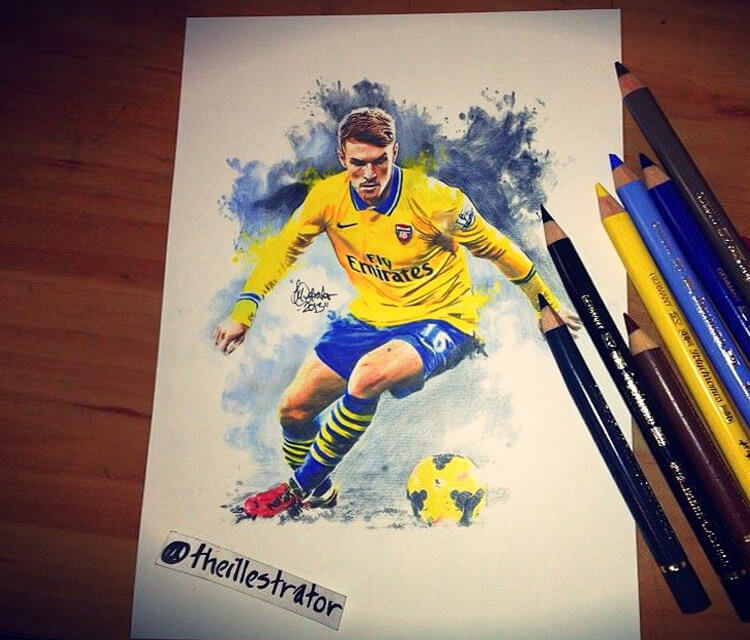 Aaron Ramsey color drawing by The Illestrator