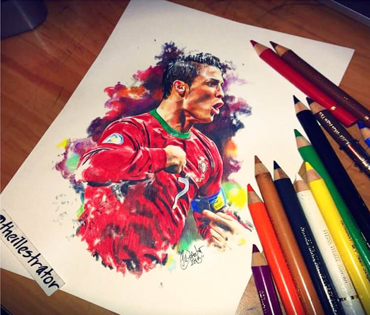 Cristiano Ronaldo drawing by The Illestrator