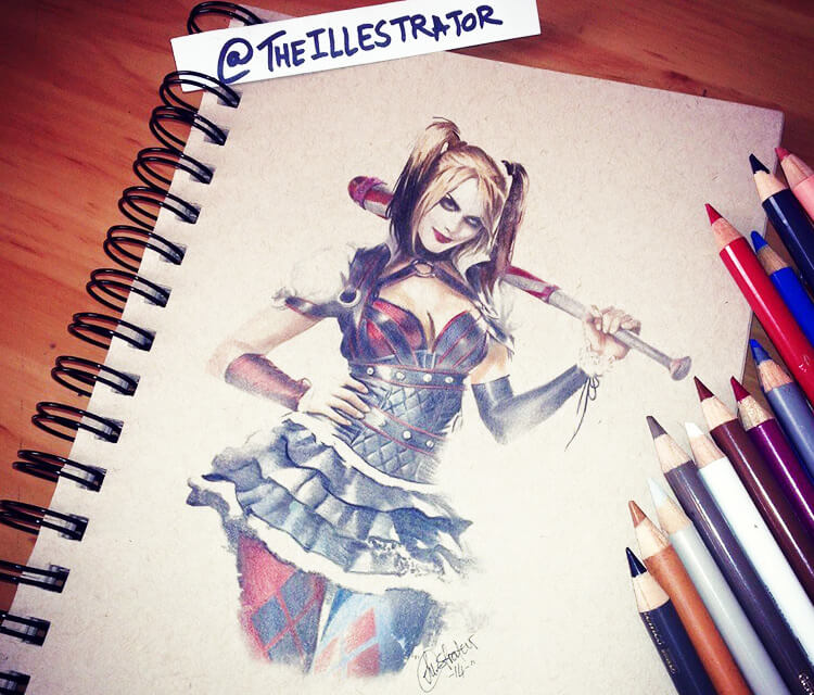 Harley Quinn color drawing by The Illestrator