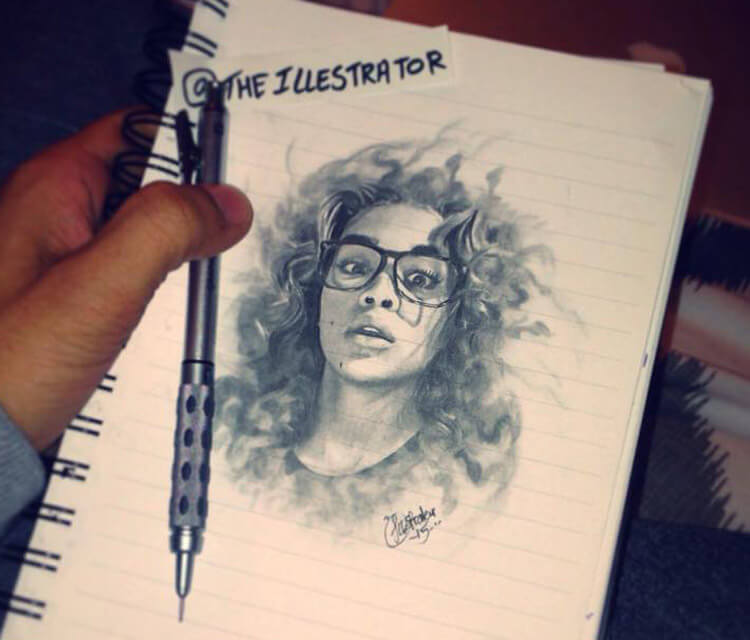 Jasmine sketch portrait by The Illestrator