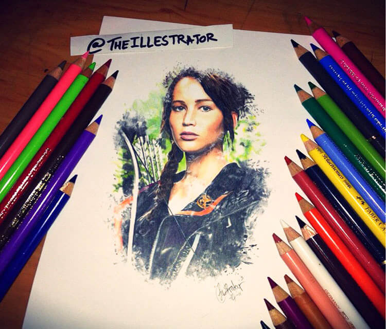 Katniss Everdeen color drawing by The Illestrator
