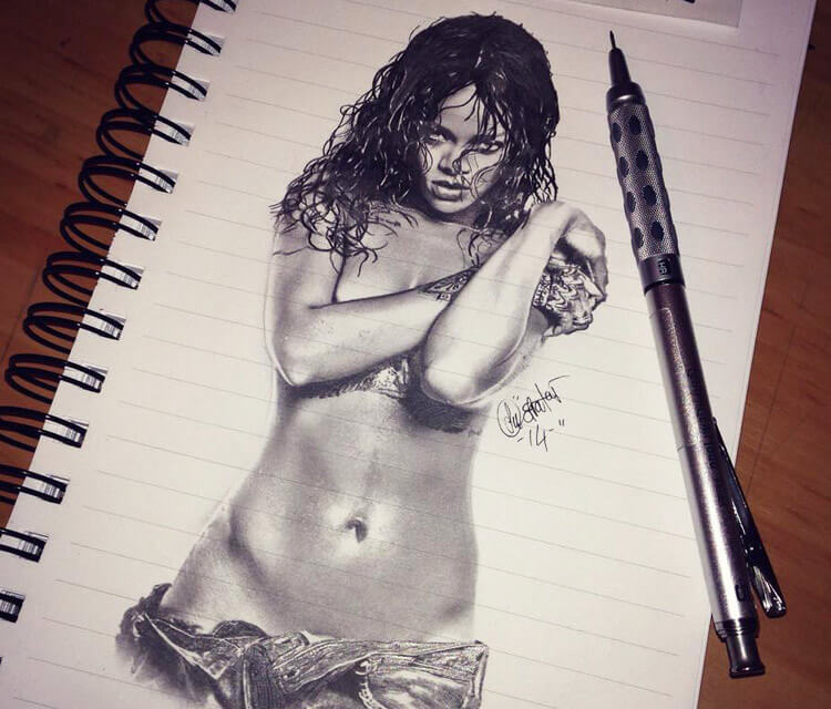 Rihanna sketch drawing by The Illestrator