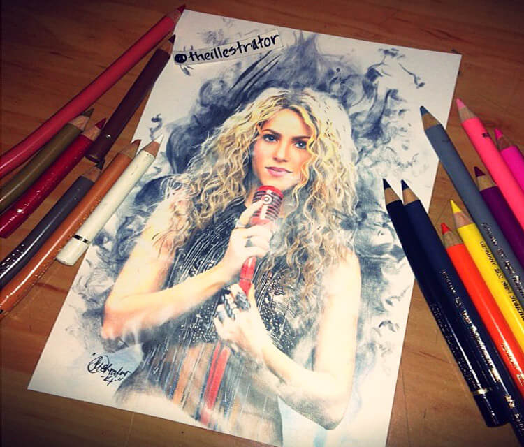 Shakira color sketch drawing by The Illestrator