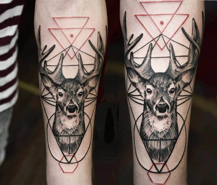 Dotwork deer tattoo by Timur Lysenko