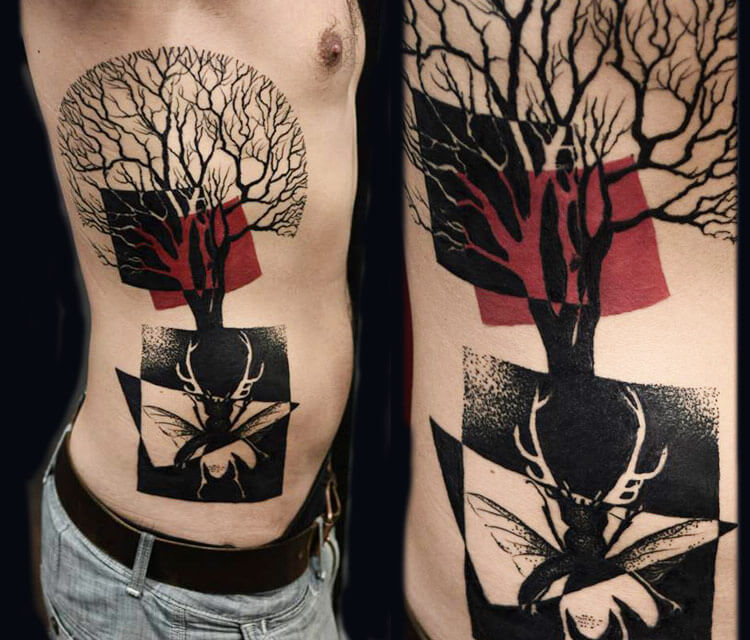 Insect with tree tattoo by Timur Lysenko