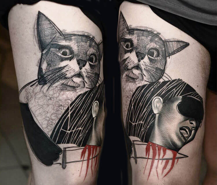 Katty cat tattoo by Timur Lysenko
