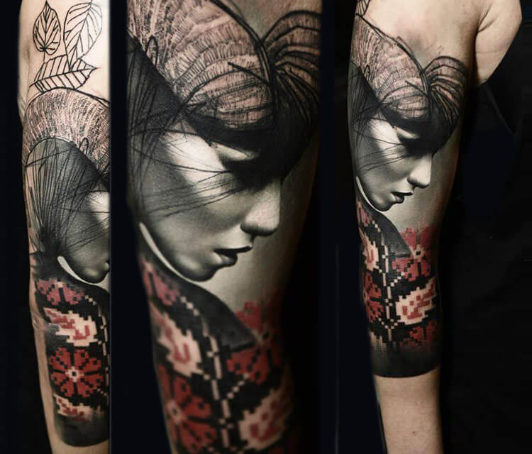 Woman face tattoo by Timur Lysenko