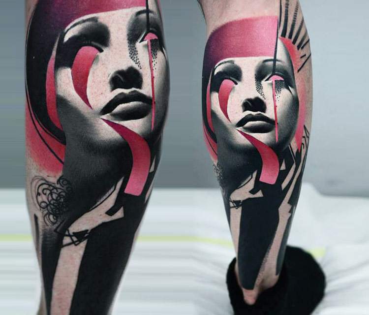 Woman face tattoo by Timur Lysenko