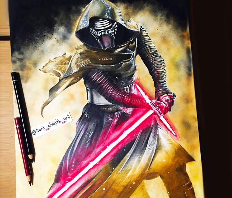 Kylo Ren color drawing by Tom Chanth Art