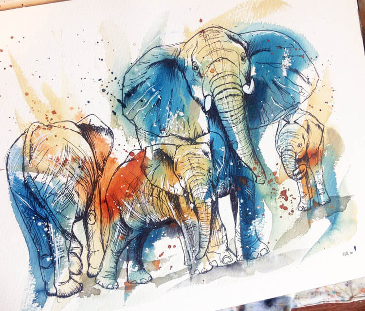 Elephant Family by Tori Ratcliffe Art
