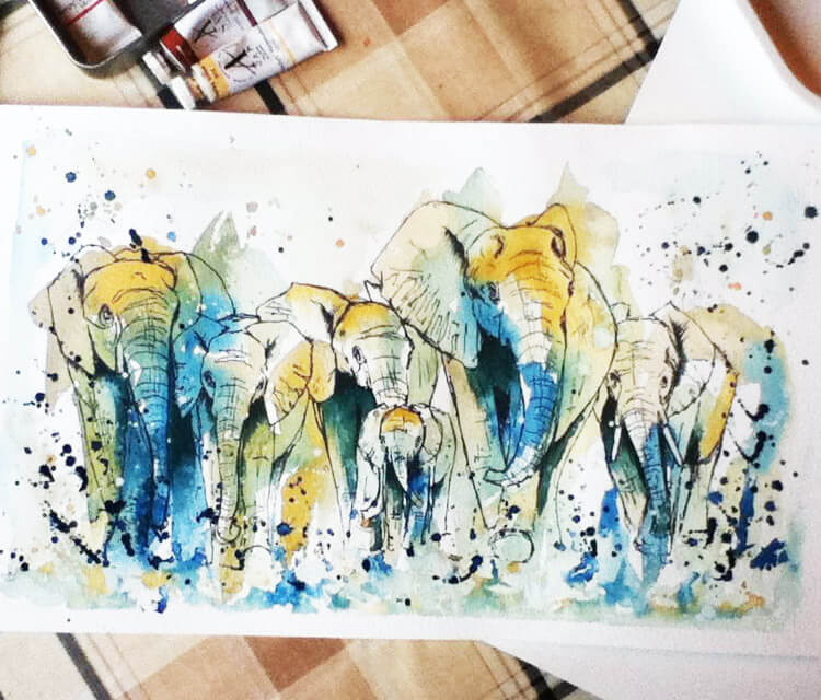 Elephants by Tori Ratcliffe Art