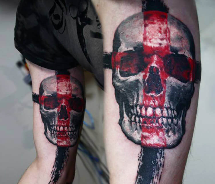Skull tattoo by Valentina Ryabova