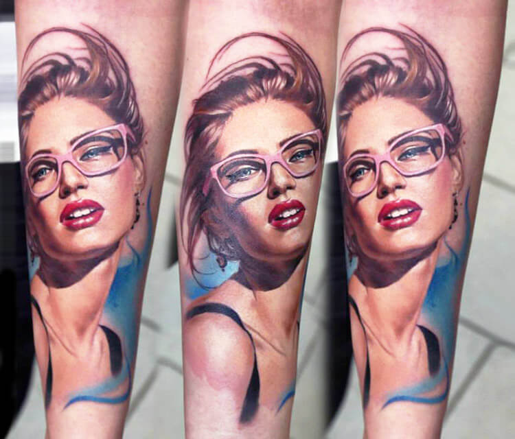 Woman portrait tattoo by Valentina Ryabova