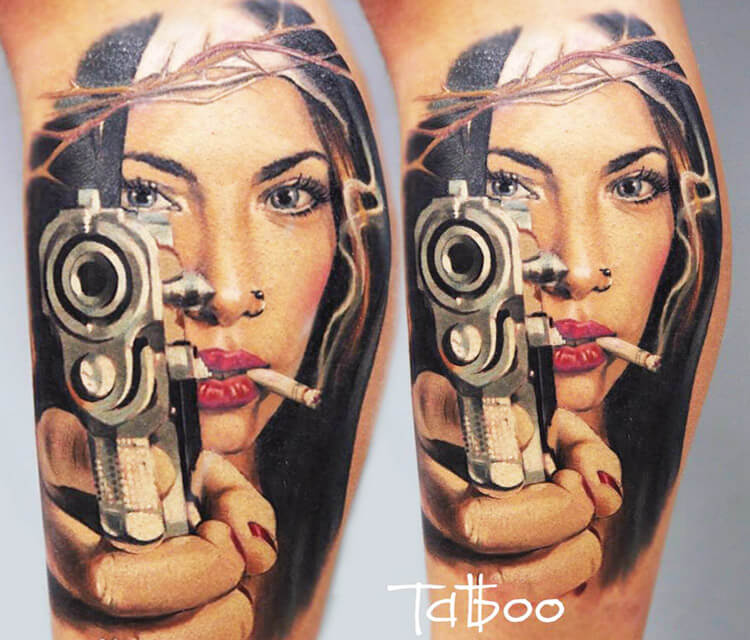 Woman portrait tattoo by Valentina Ryabova